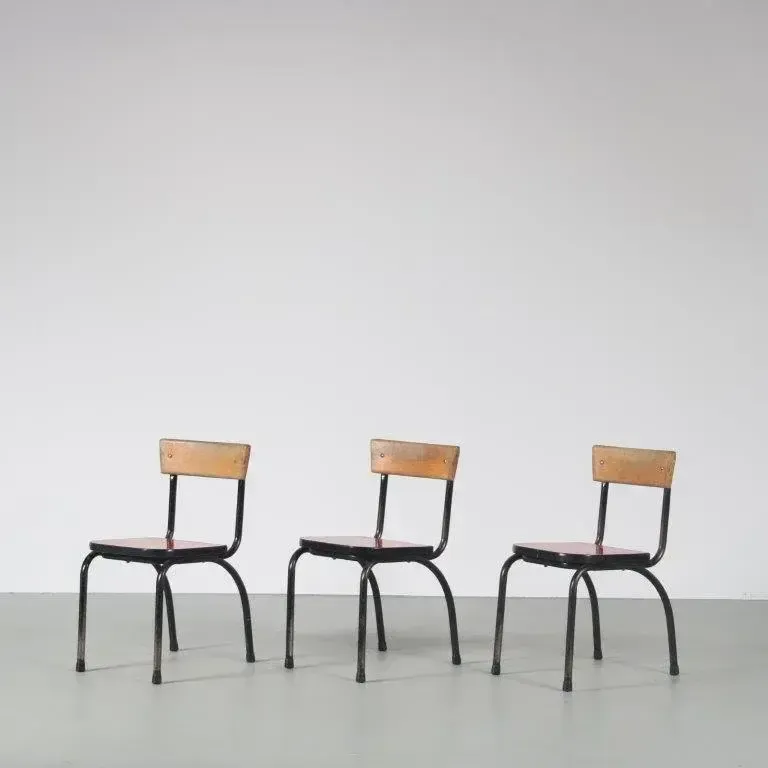 Furniture 1950s Children Chairs By Willy Van Der Meeren For Tubax, Belgium photo