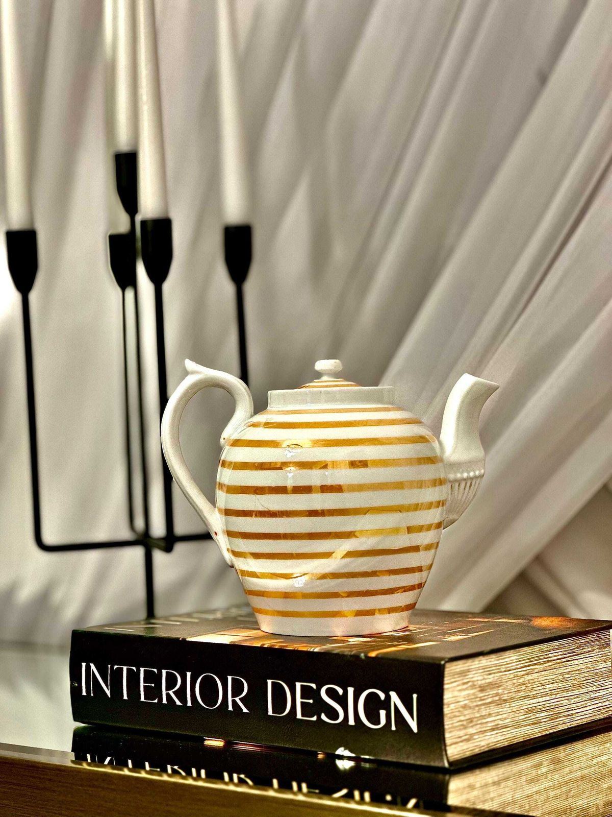19th Century Russian Imperial Teapot – Kuznetsov Pottery (Riga), Romanov Era Porcelain, Gold Accents, Signed Antique photo for sale