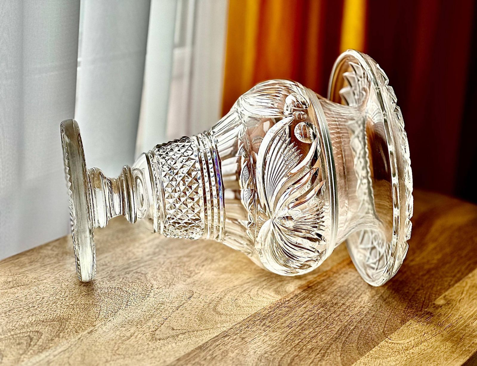 19th Century Anglo Irish Cut Crystal Pedestal Bowl – Grand Georgian Glassware, 27 Cm photo 405.0