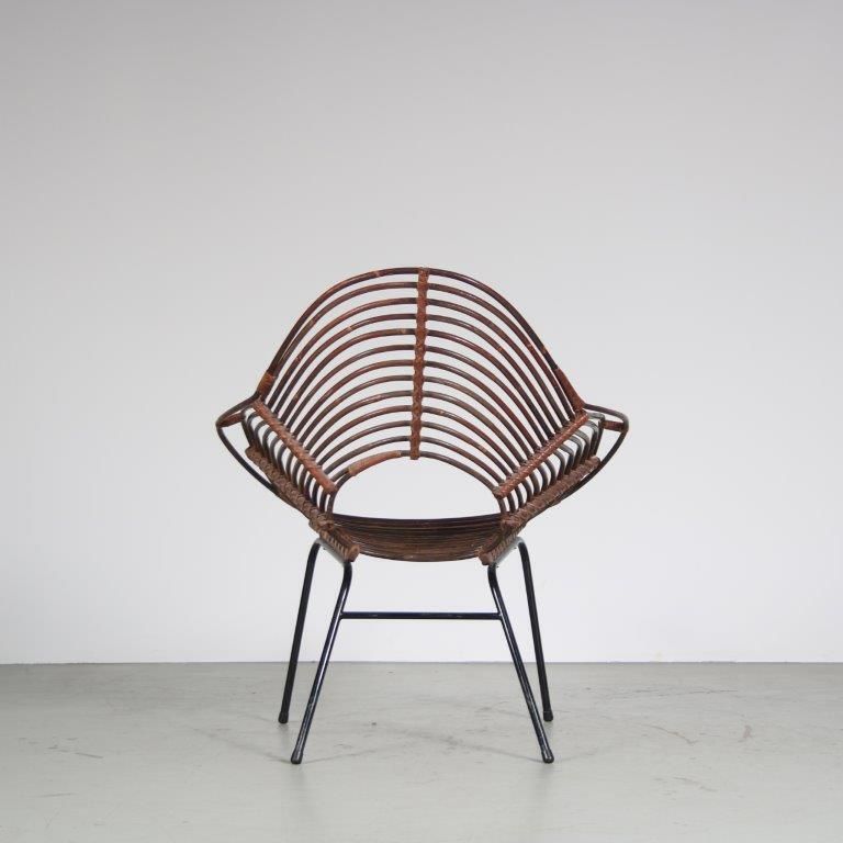 1950s Rare Rattan Chair By Rohé, Netherlands photo 635.0