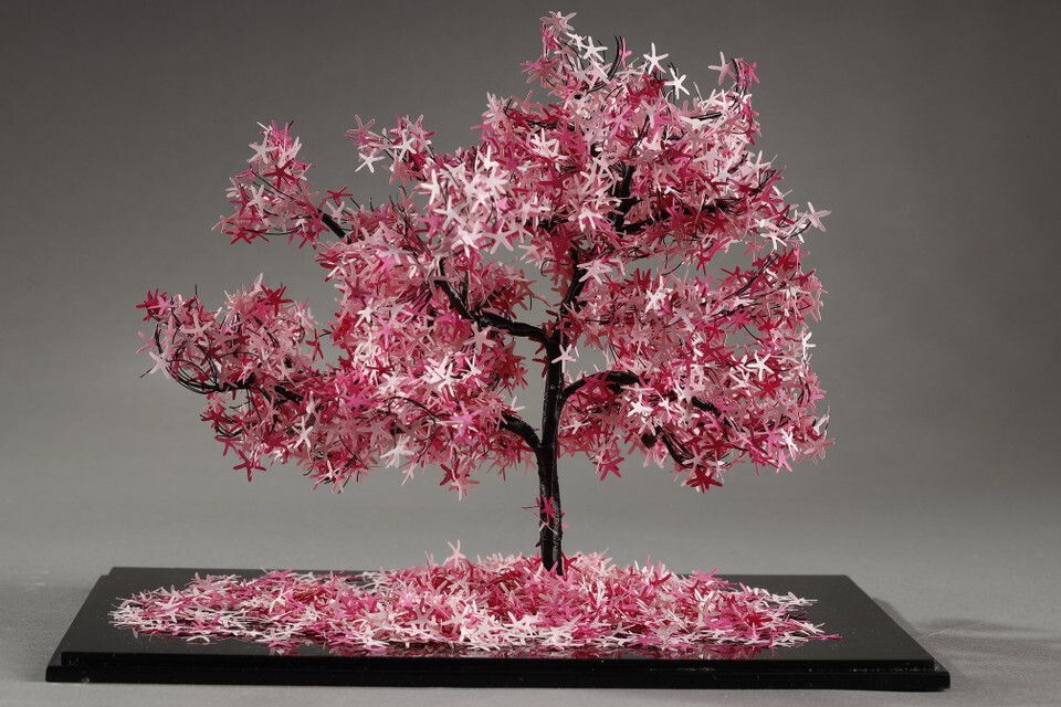Metal And Paper Creation By Lebanese Artist Nayla Tabet &Quot;The Pink Tree&Quot. photo Home Decor