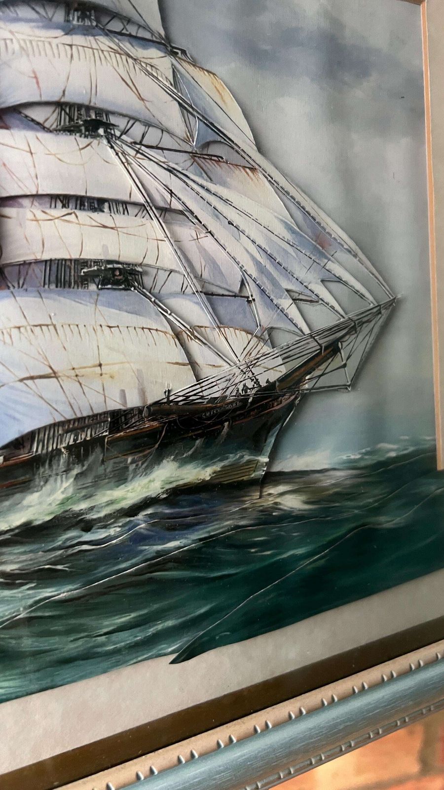 Late 20th Century 3d Collage Sailing Ship Picture – Framed Nautical Artwork photo for sale