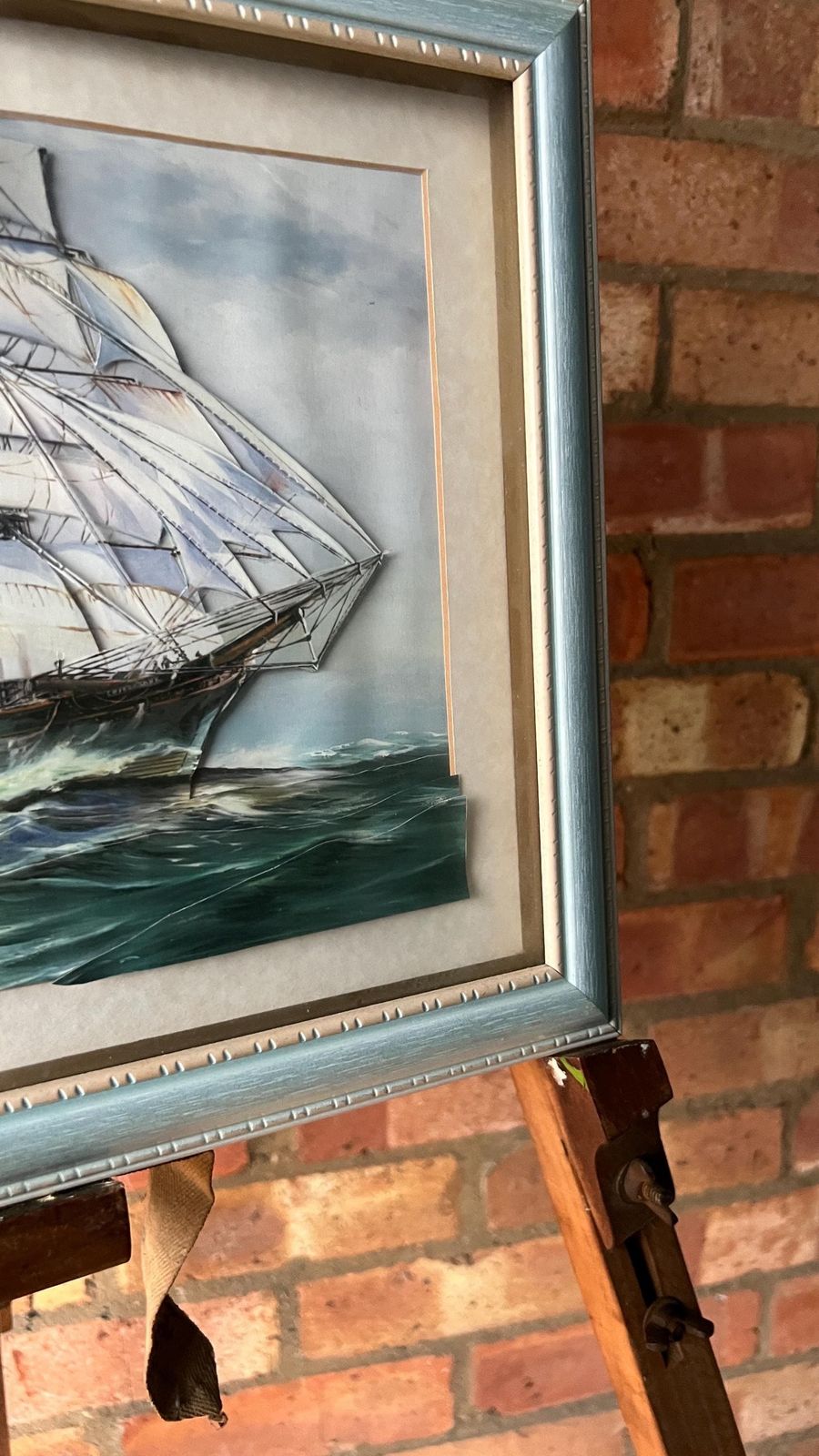 Late 20th Century 3d Collage Sailing Ship Picture – Framed Nautical Artwork photo Art
