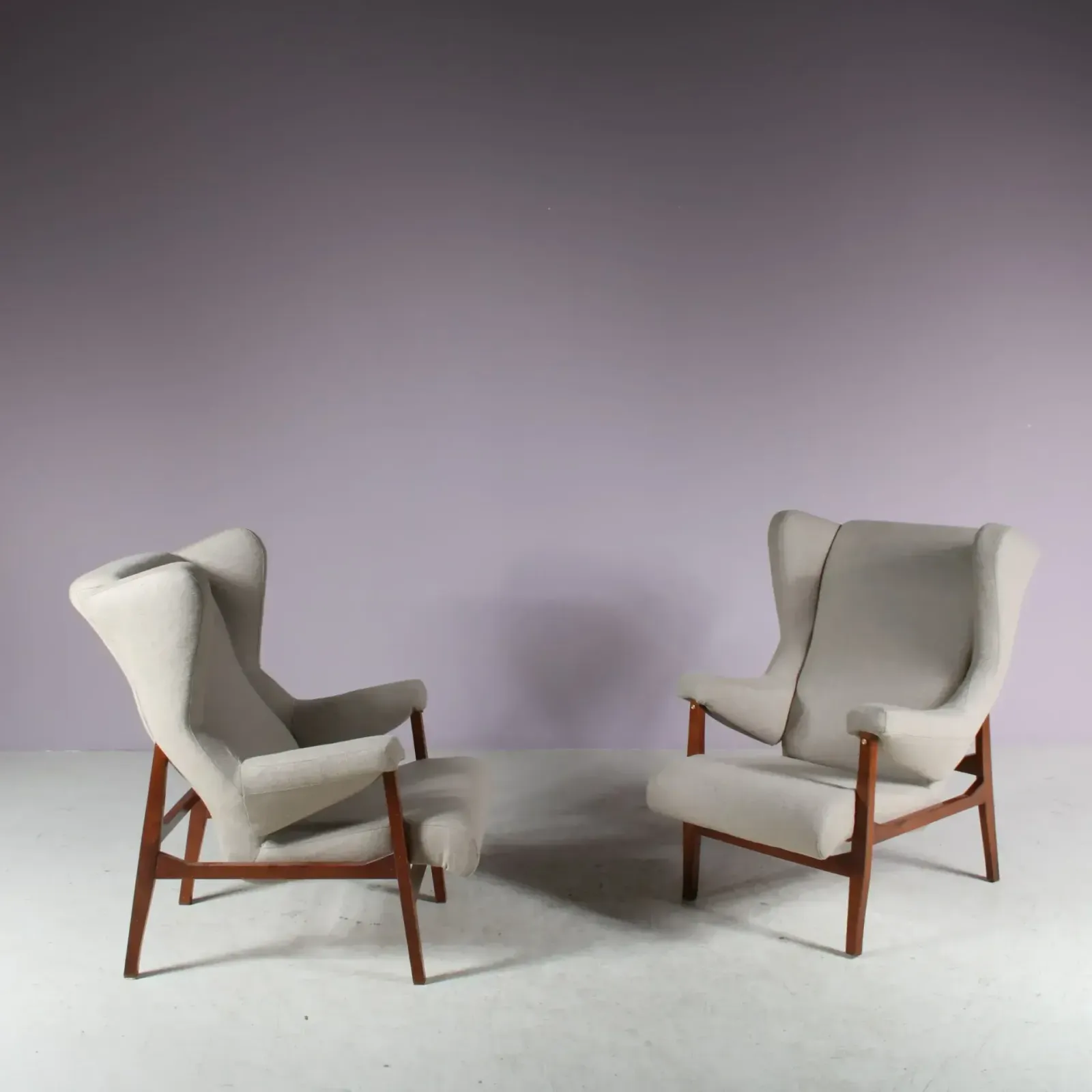 Very Rare Pair Of Early “Fiorenza” Chairs By Franco Albini For Arflex, Italy 1950 photo vintage