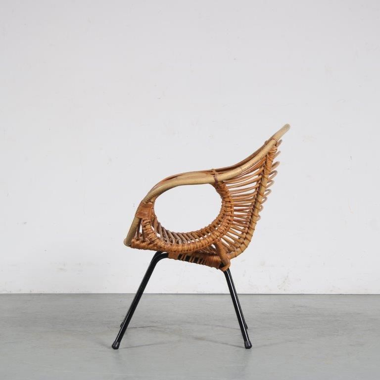 1950s Rare Rattan Easy Chair By Rohé, Netherlands photo buy