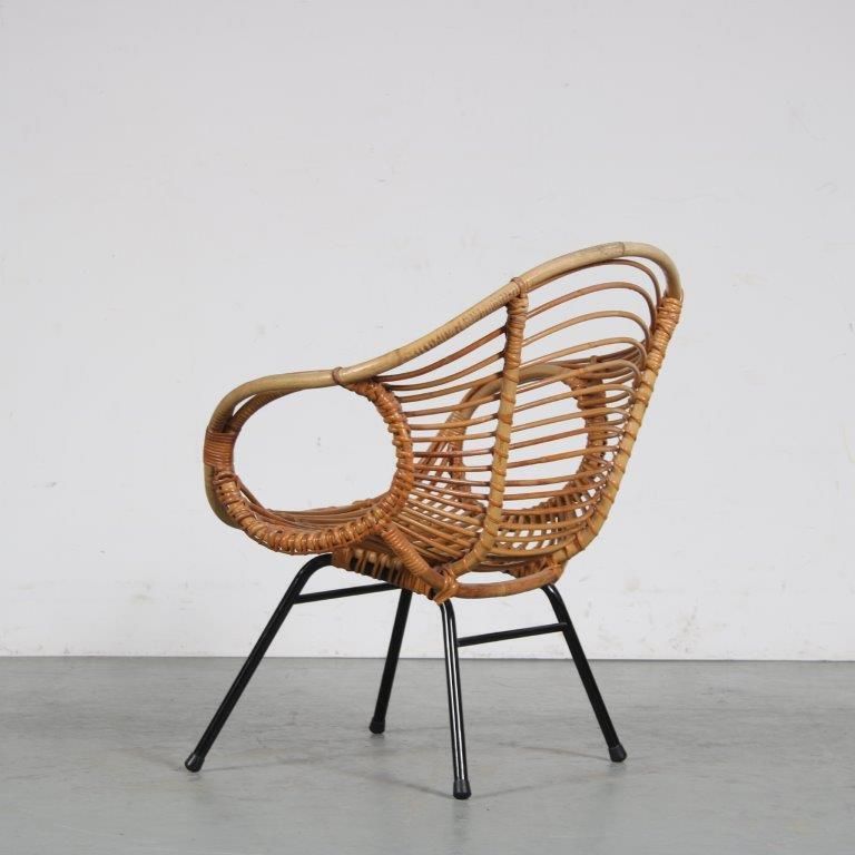 1950s Rare Rattan Easy Chair By Rohé, Netherlands photo vintage