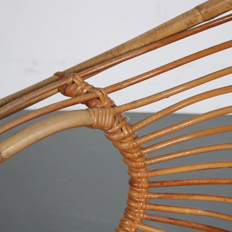 photo for sale 1950s Rare Rattan Easy Chair By Rohé, Netherlands