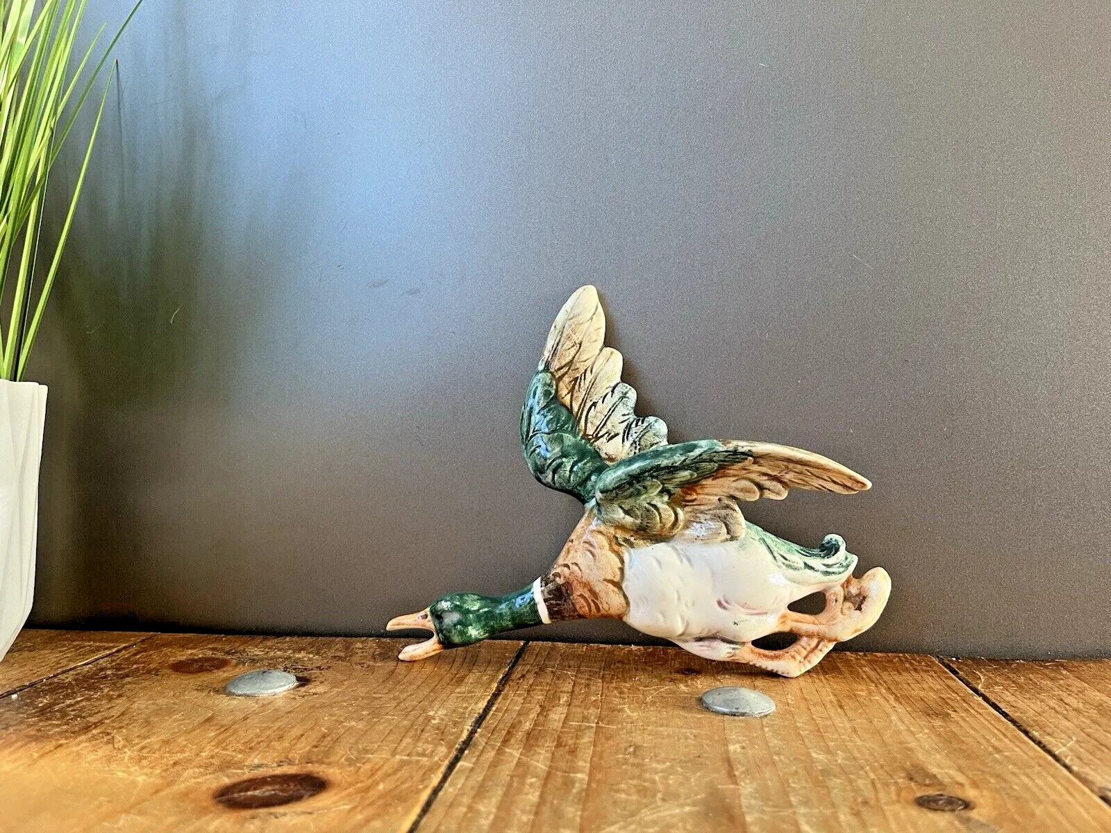 50's Flying Duck Mallard Wall Plaque Pocket Vase 10750 Medium Large Royal Dux ? photo vinterior