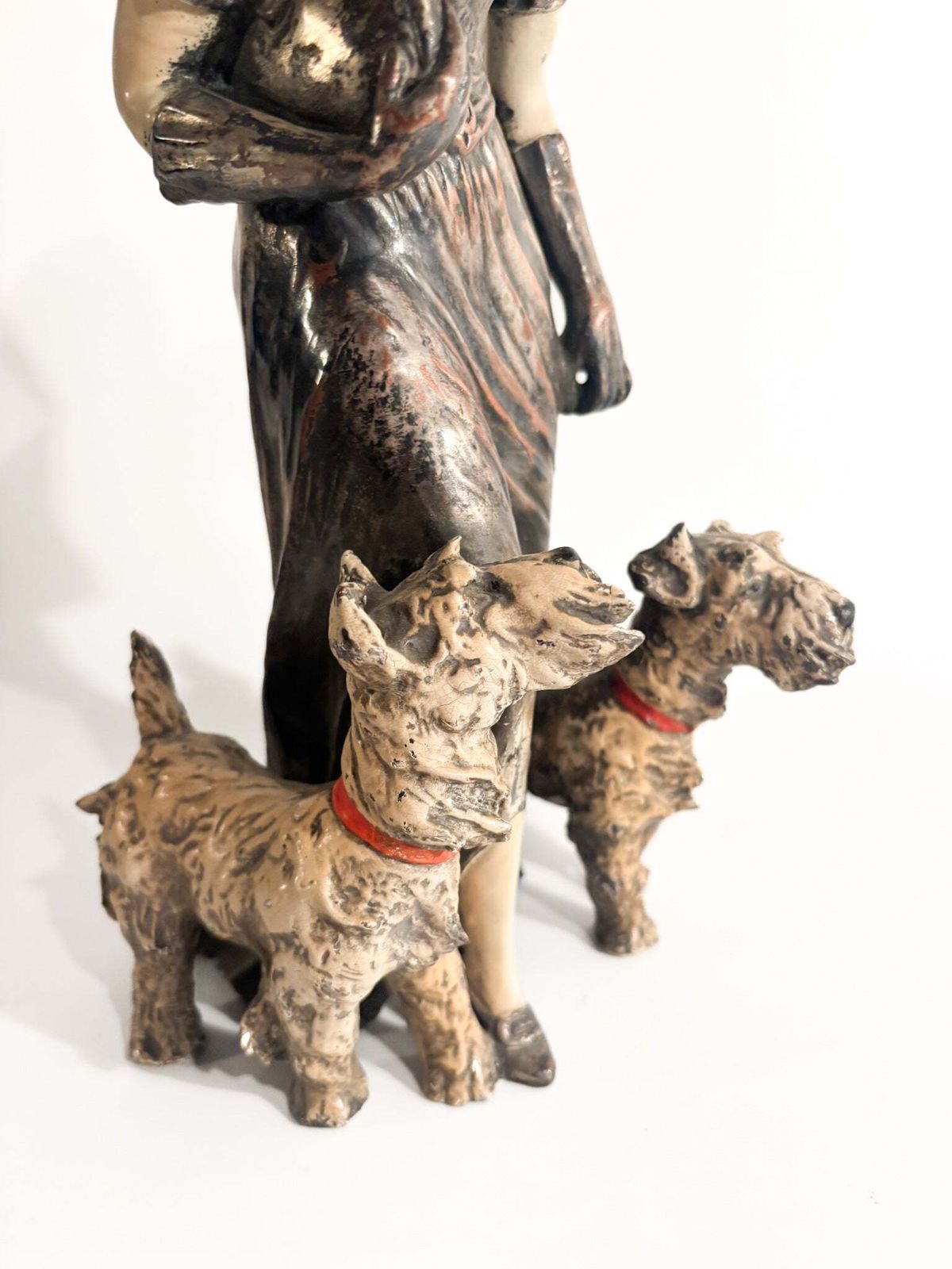 Ceramic Sculpture Of Lady With Fox Terrier By Ceramiche Mollica 1940s photo Home Decor