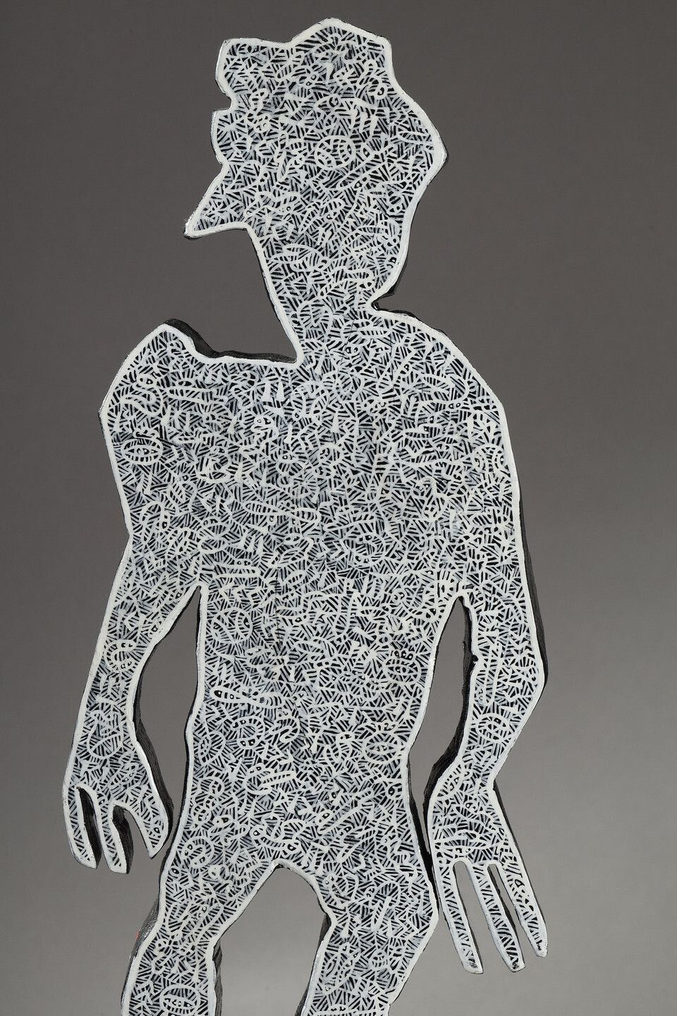 Art Painted Wood Sculpture, "Djinn" By Mohammad Ariyaei photo