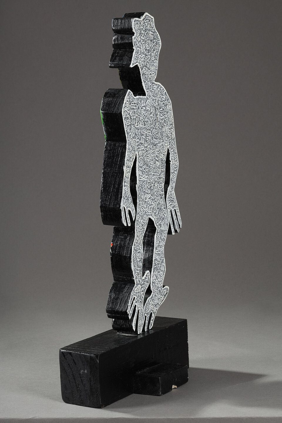 photo vintage Painted Wood Sculpture, "Djinn" By Mohammad Ariyaei