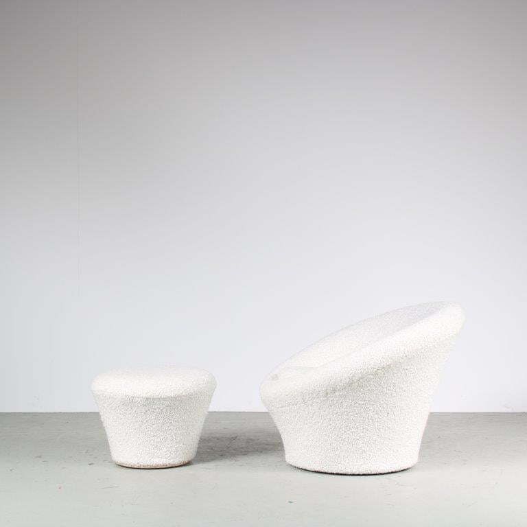 Pierre Paulin “Mushroom” Chair With Stool For Artifort, Netherlands 1960 photo vintage
