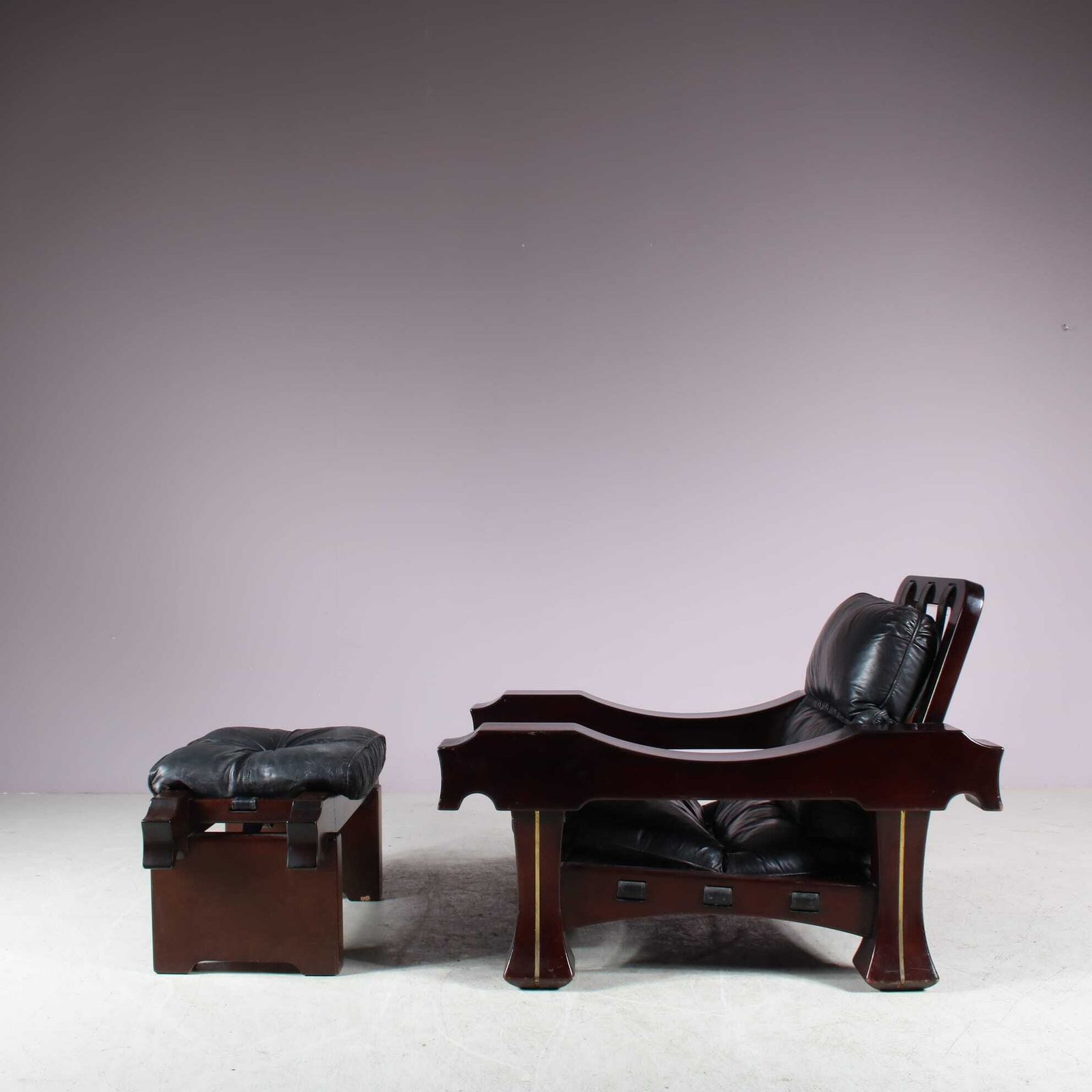Italian Lounge Chair With Foot Stool By Luciano Frigerio, 1970 photo buy