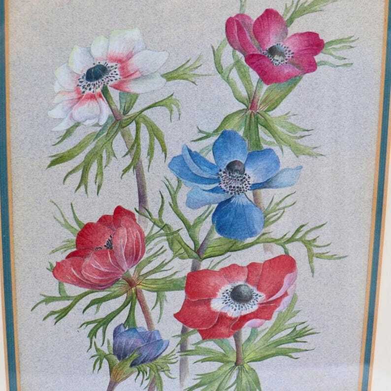 Original Botanical Watercolor By Joane Osborne 1994 Golden Framed Original Framed Art photo 90.0