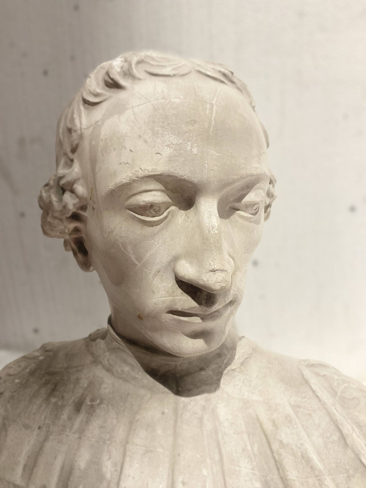 Sculpted Plaster Cast Bust Of A Young Man 20th Century photo vintage