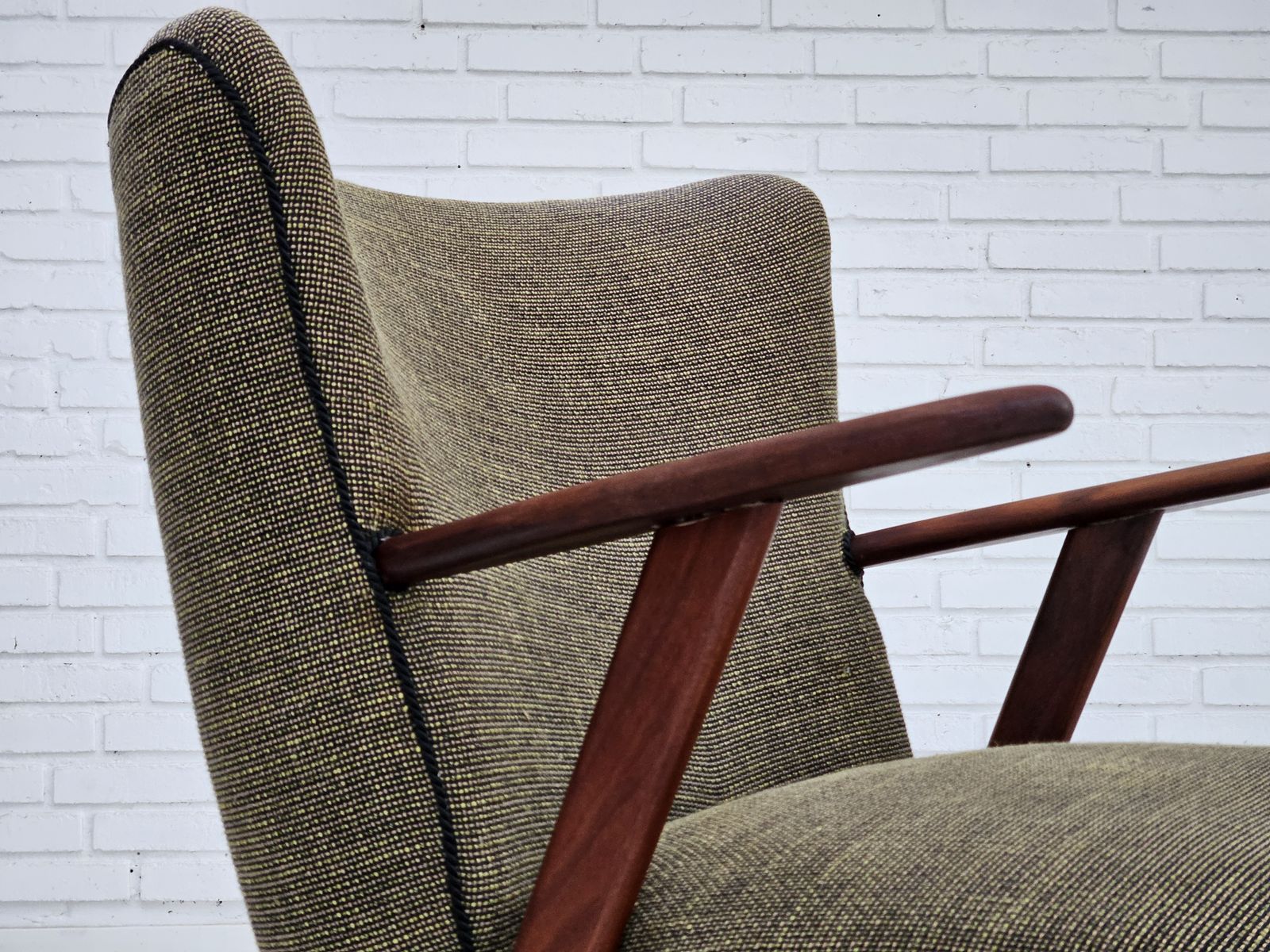 1960s, Danish Design By Erhardsen & Andersen, Armchair, Original Condition,Furniture Wool, Teak Wood. photo 990.0