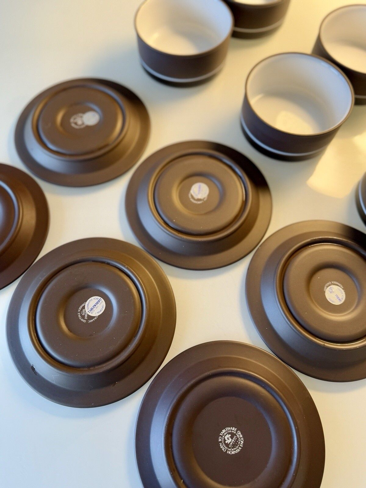 photo vinterior Set Of 6 Hornsea Contrast Straight Sided Soup Bowls And Saucers