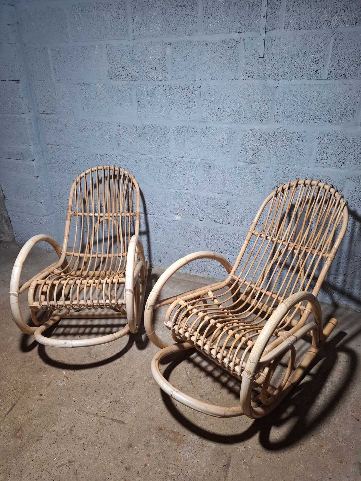 1970s Franco. Albini Bamboo Rocking Chair
