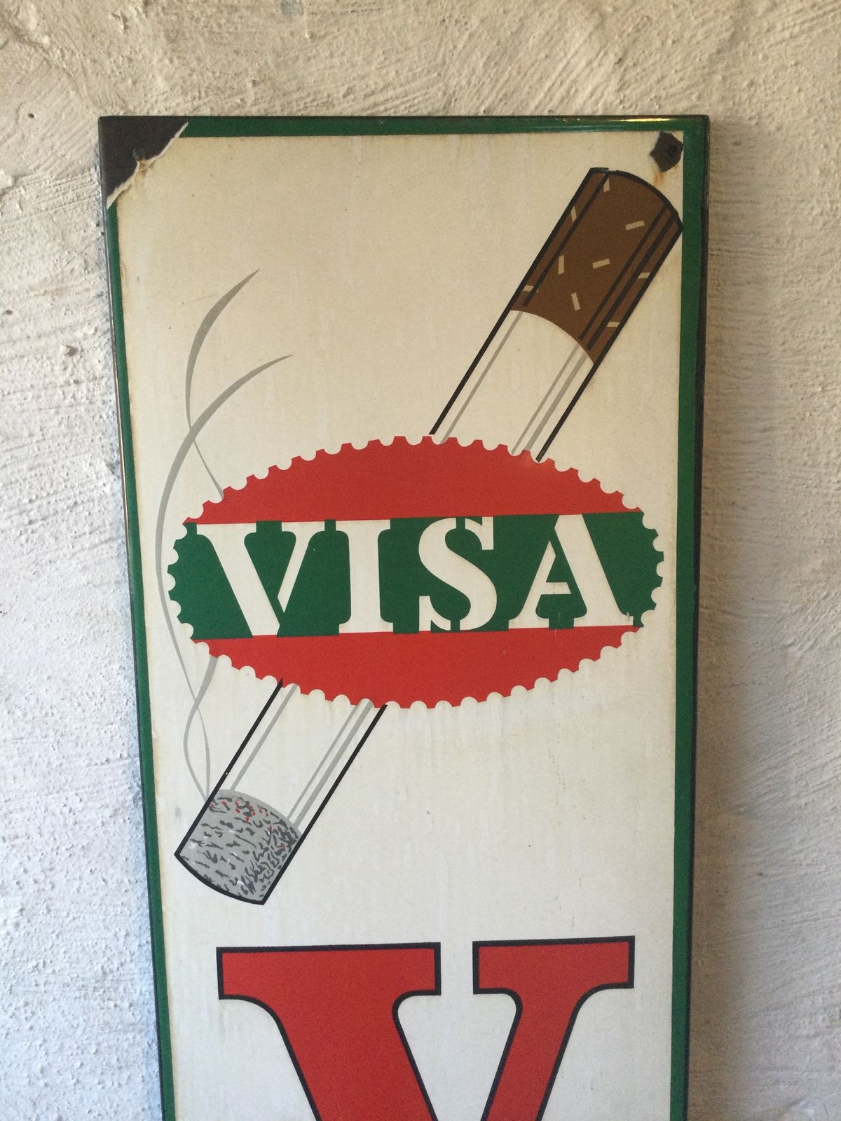 Visa Enamel Sign, 1960s, Vintage photo furniture