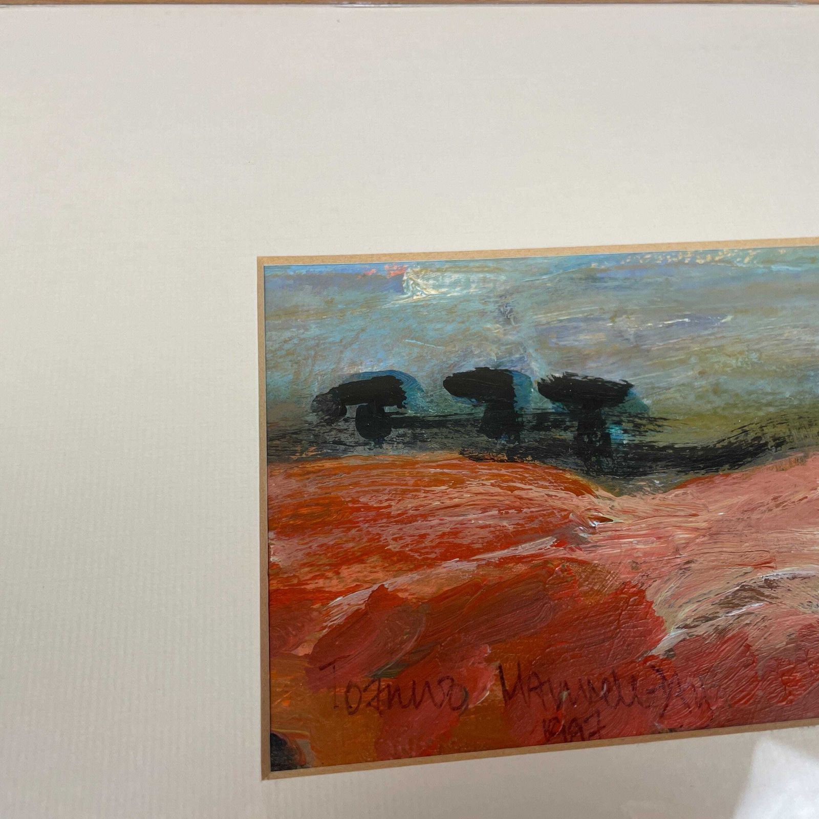 Joanna Day Artwork Original Art Acrylic Painted 1997 Country Countryside Warm Colours Red Orange Wooden Frame Focal photo buy