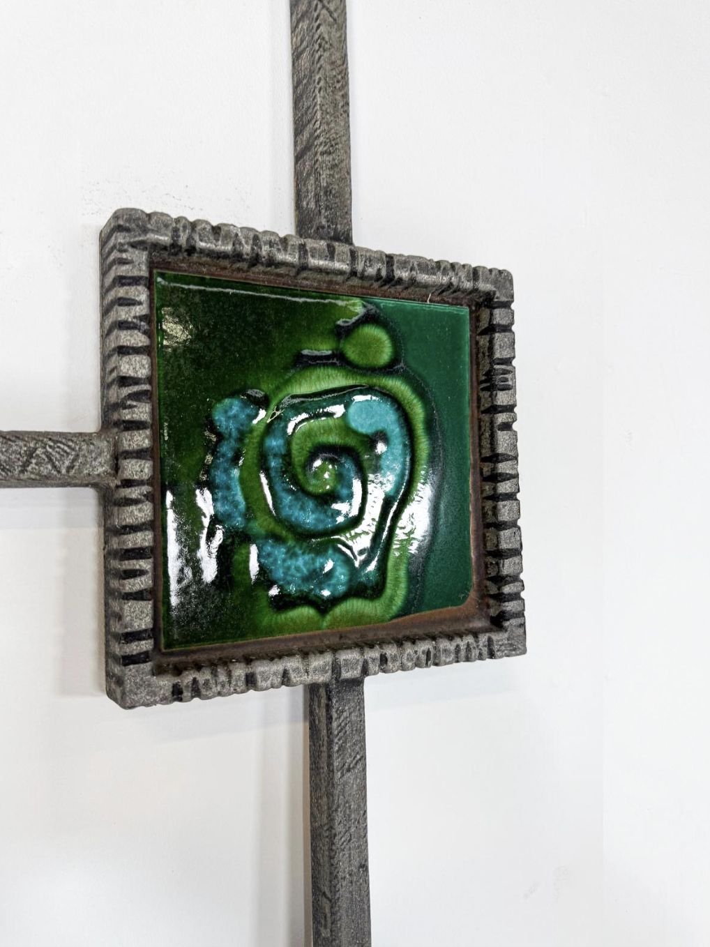 Mid Century Modern Brutalist Wall Sculpture, Ceramic And Cast Aluminium, 1970s photo buy