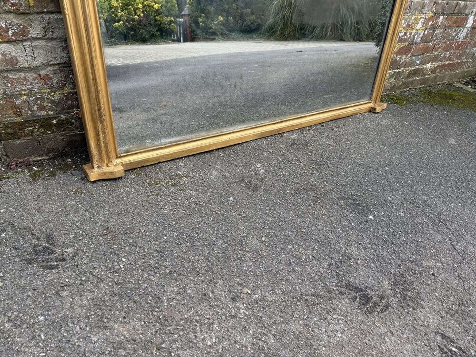 A Wonderful Large Antique English 19th C Gilt Overmantle Mirror photo 1295.0