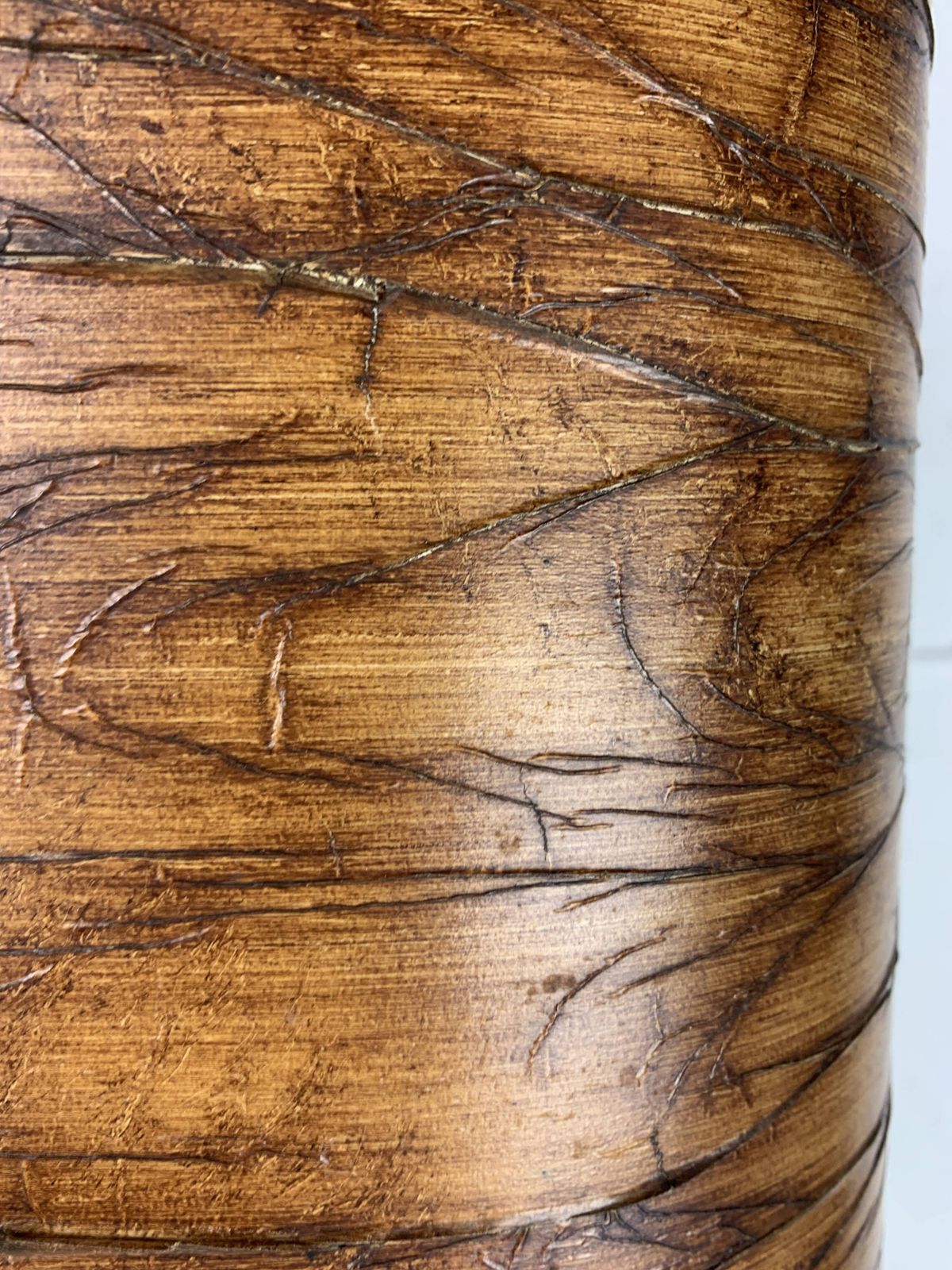 photo for sale Midcentury Italian Sculptural Large Table Lamp With Wood Veneer Shade