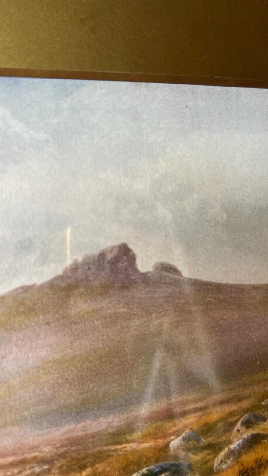 Mid Century Framed Landscape Print – Atmospheric Moorland Scene photo Art