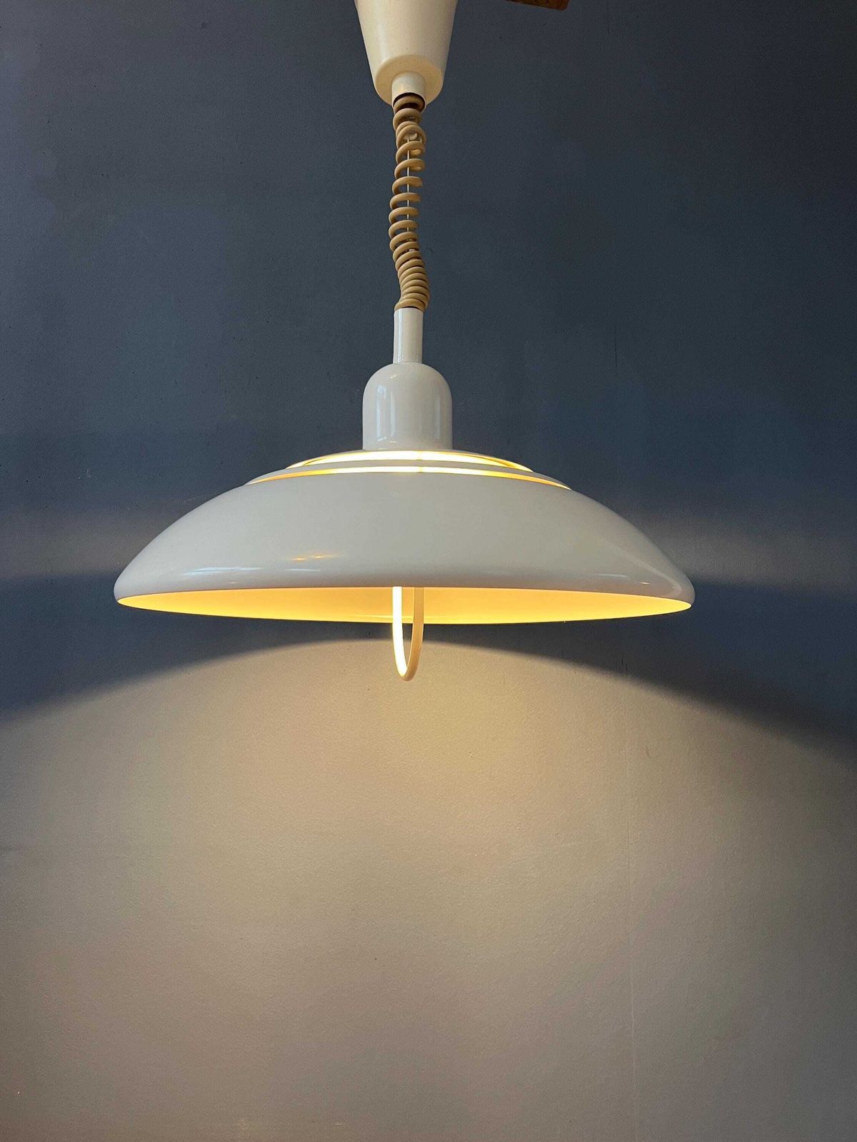 Vintage Mid Century Beige Dijkstra Pendant Lamp photo Lighting