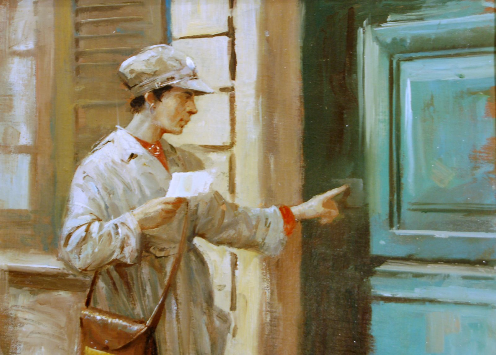 Rialdo Guizzardi ( Milano 1920 ) Oil On Canvas / The Telegraph Messenger photo Art