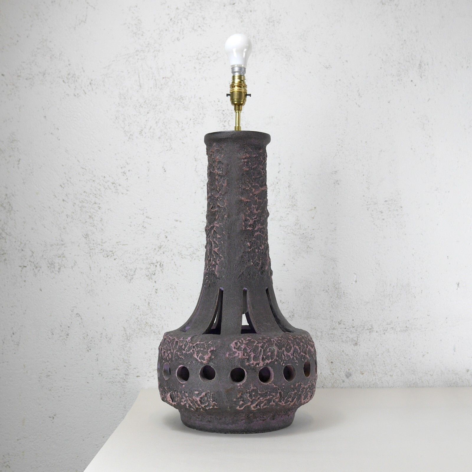 Large Vintage Mid Century Fat Lava Studio Pottery Floor Lamp West German #102641 photo 390.0