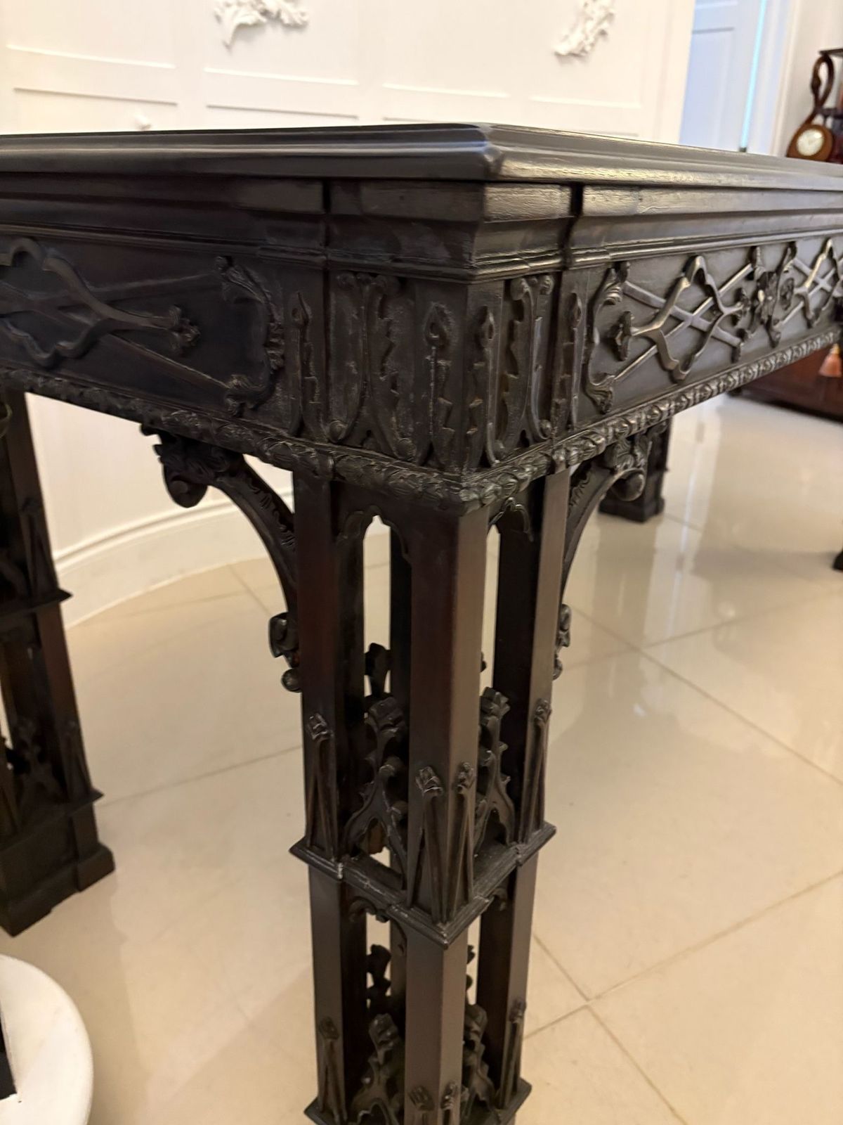 Large Antique 19th Century Outstanding Quality Carved Mahogany Table In The Chinese Chippendale Manner photo Furniture