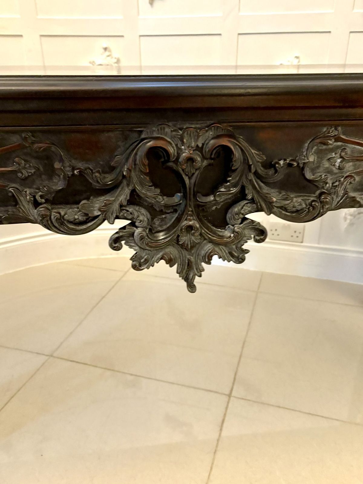 Large Antique 19th Century Outstanding Quality Carved Mahogany Table In The Chinese Chippendale Manner photo vintage