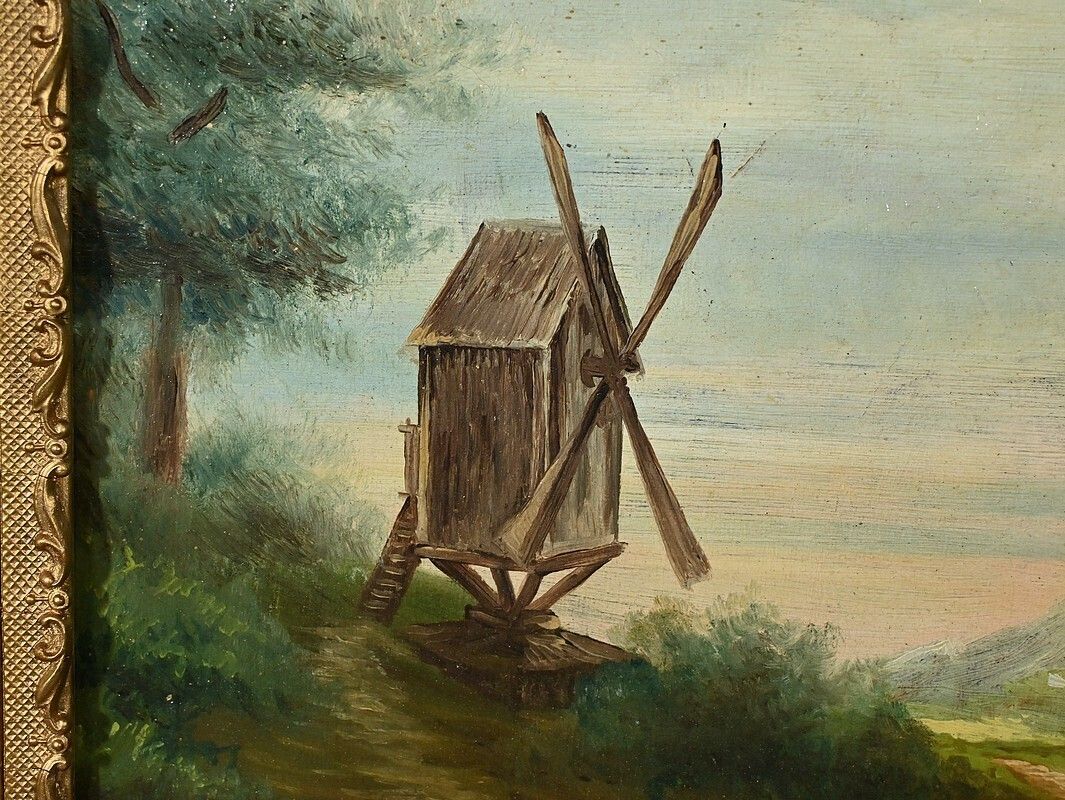 Oil On Canvas “The Mill” By N. Okolowicz – Early 20th Century photo 690.0