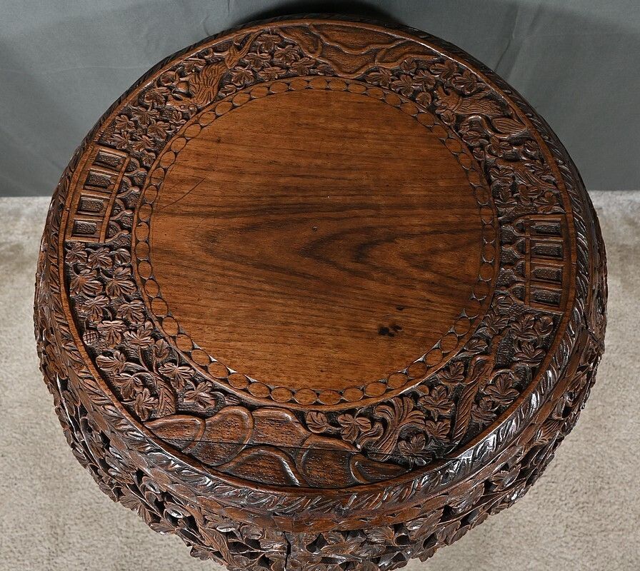 Anglo Indian Pedestal Table In Exotic Wood – Late 19th Century photo Furniture