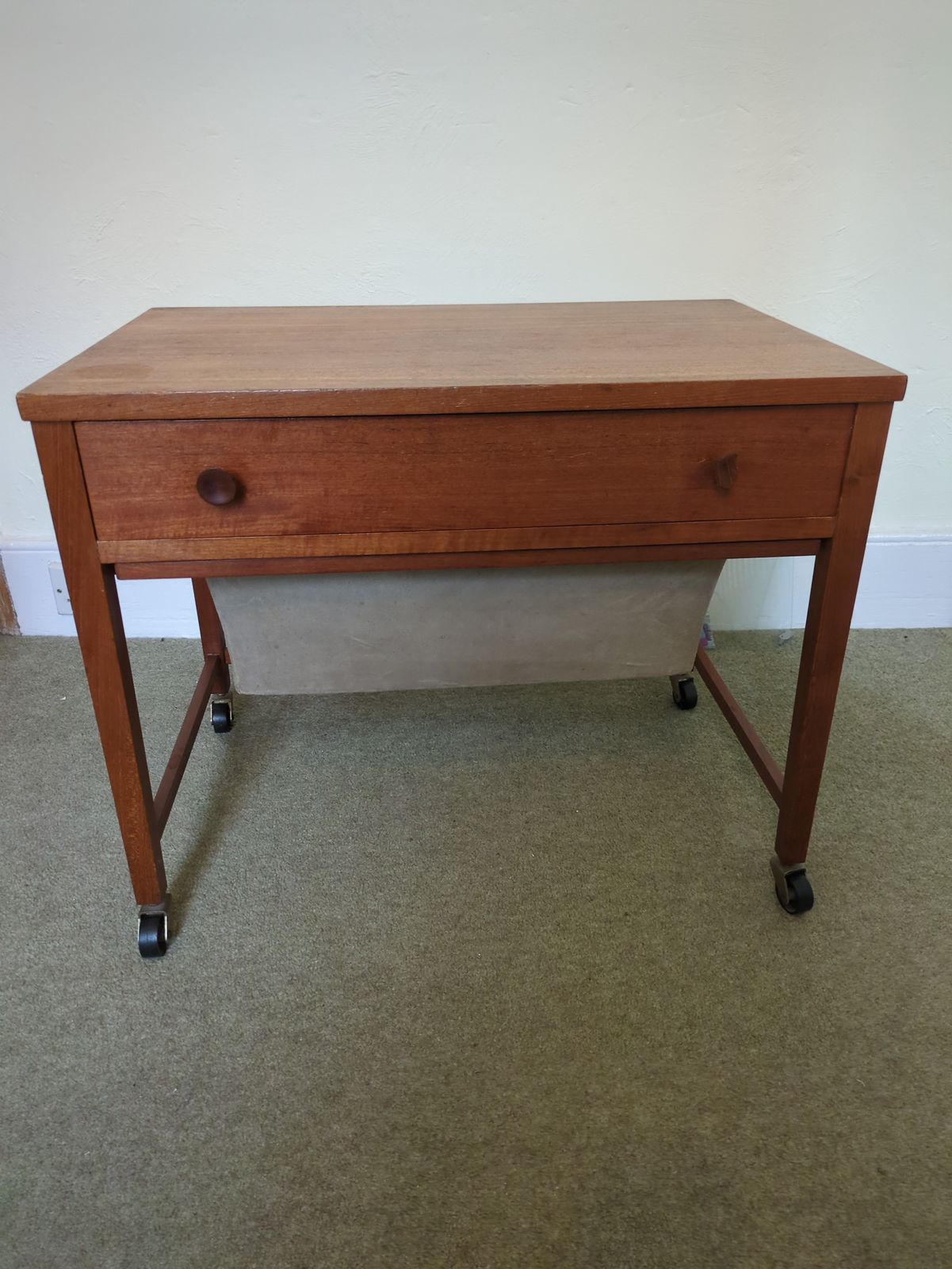 Danish Vintage Sewing Cart In Teak