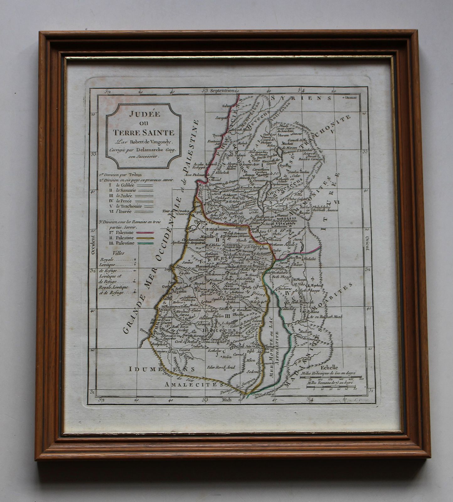 Judee Ou Terre Sainte (Present Day Israel And Jordan) By Robert De Vaugondy C1795
