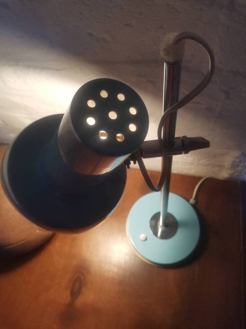 White & Blue Adjustable Lamp From Vintage Retro Lighting, Spotlight Rare. Quality Design Well Made Works Perfectly Mid Century Modern photo for sale