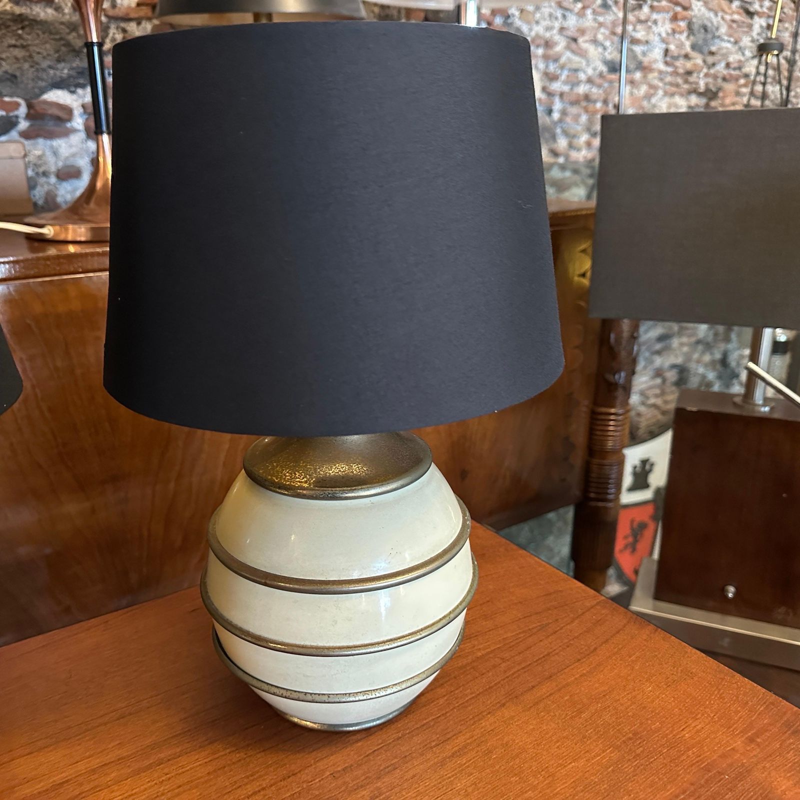 photo furniture Two 1970s Mid Century Modern Brass And Ivory Lacquered Metal Italian Table Lamps