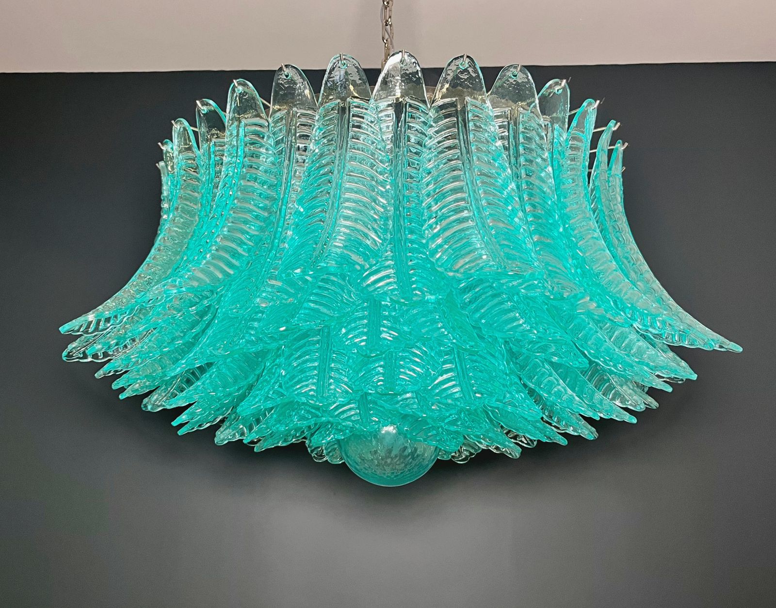 Large Murano Glass Chandelier  100 Turquoise Felci Glasses photo buy