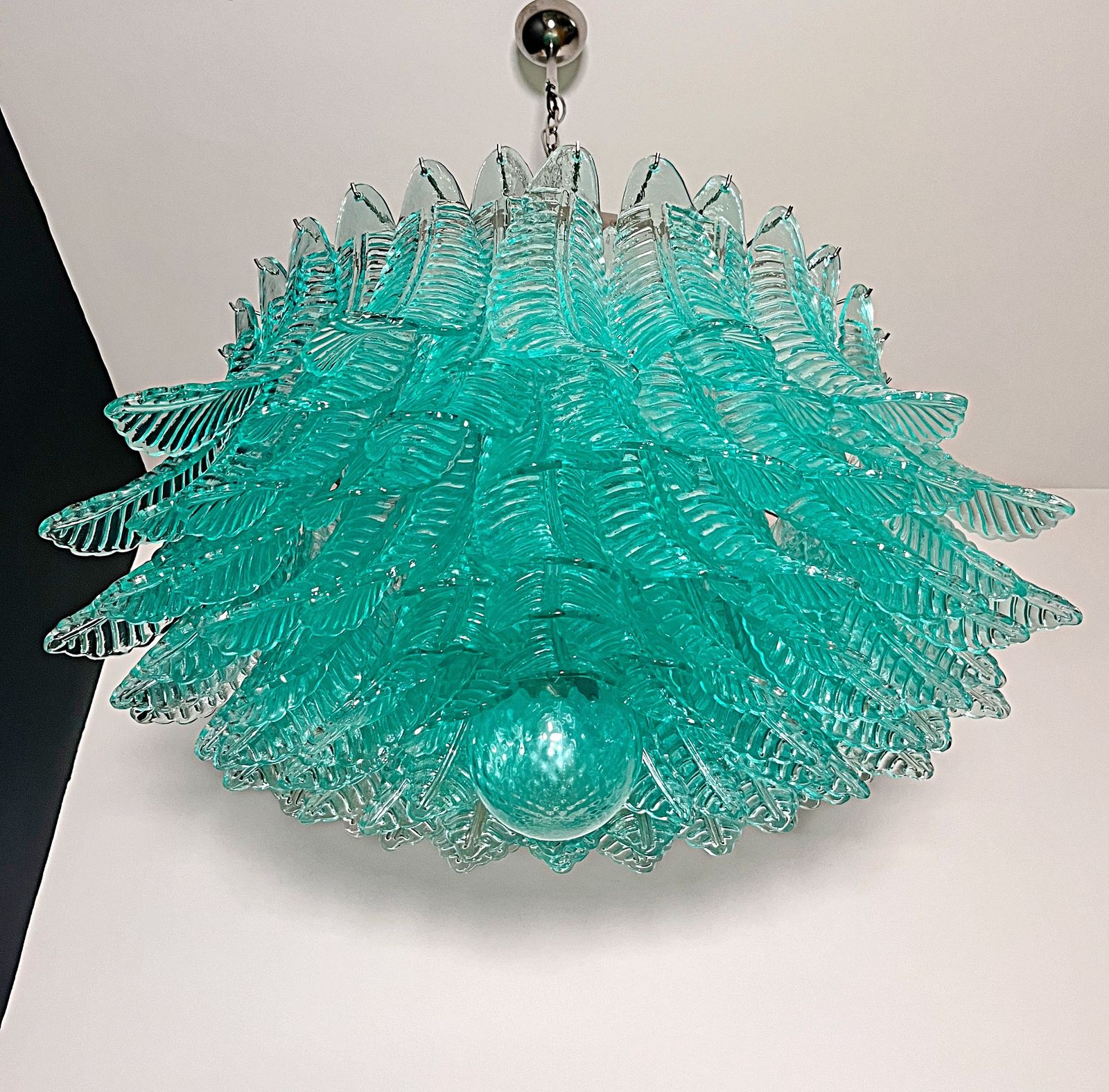 photo for sale Large Murano Glass Chandelier  100 Turquoise Felci Glasses