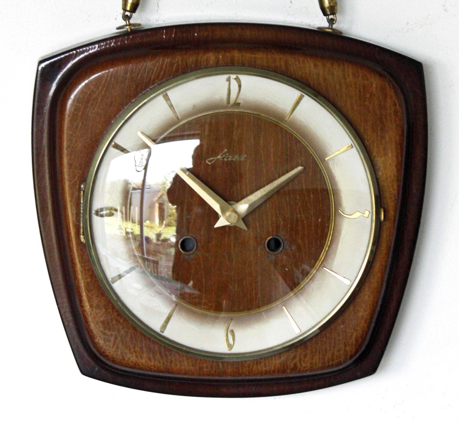 Mid Century Wall Clock   Vintage Kaia German Retro Mid Century Rope Clock Wooden Gift Off The Wall Clocks