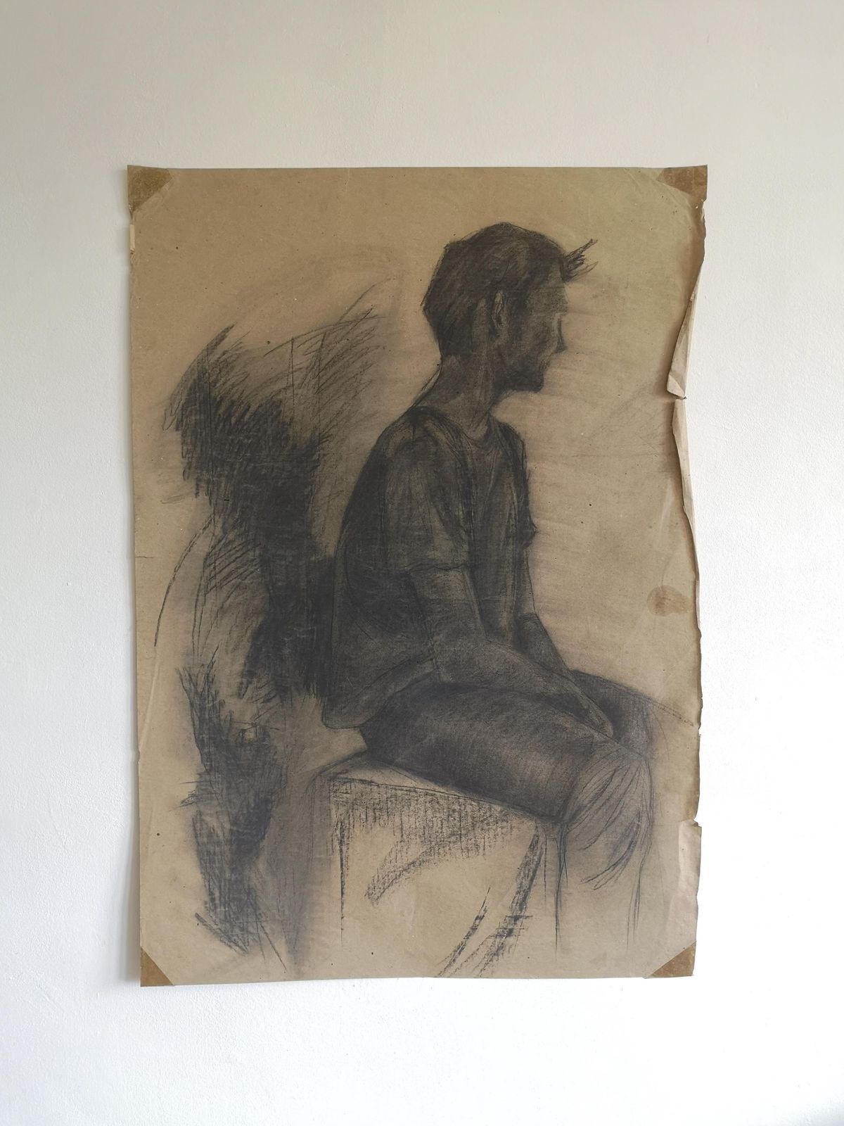 Timea's 1970 Hungarian Sketch: Bold Shading, Vintage Charm, Unique Character. Ideal For Framing Or As A Statement Piece. Artist Drawing photo for sale