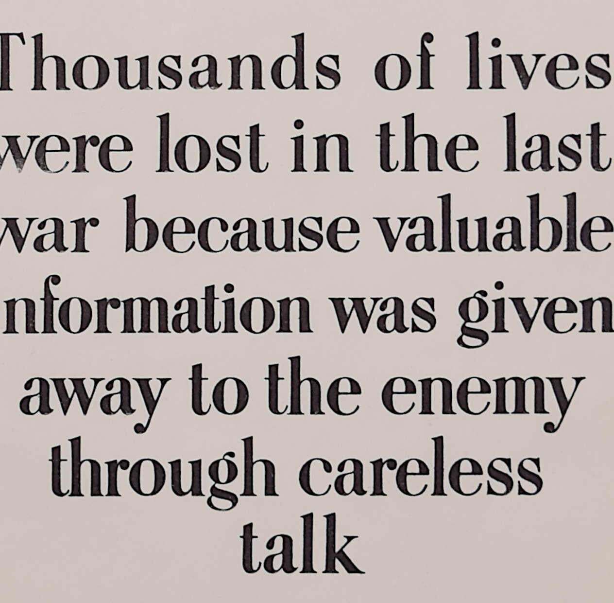 Warning, Be On Your Guard, Original Vintage Second World War Poster photo for sale