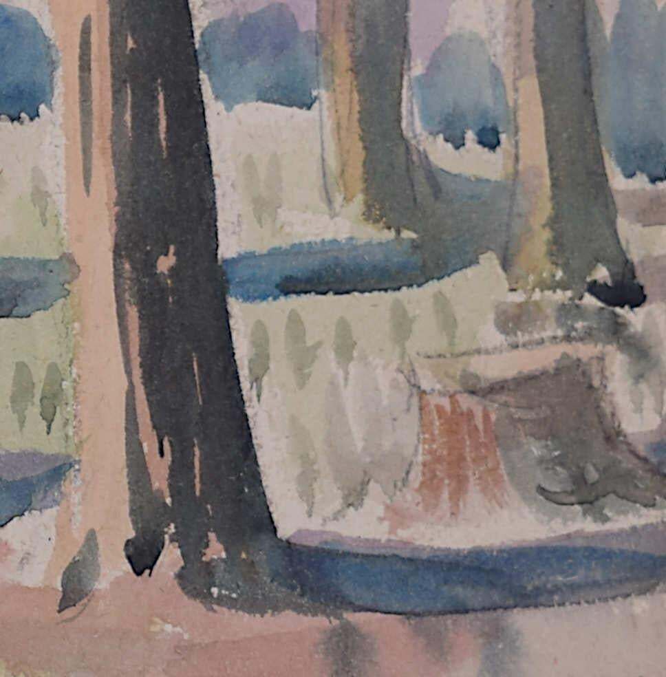Lone Woodcutter, Watercolour By George Bissill photo for sale
