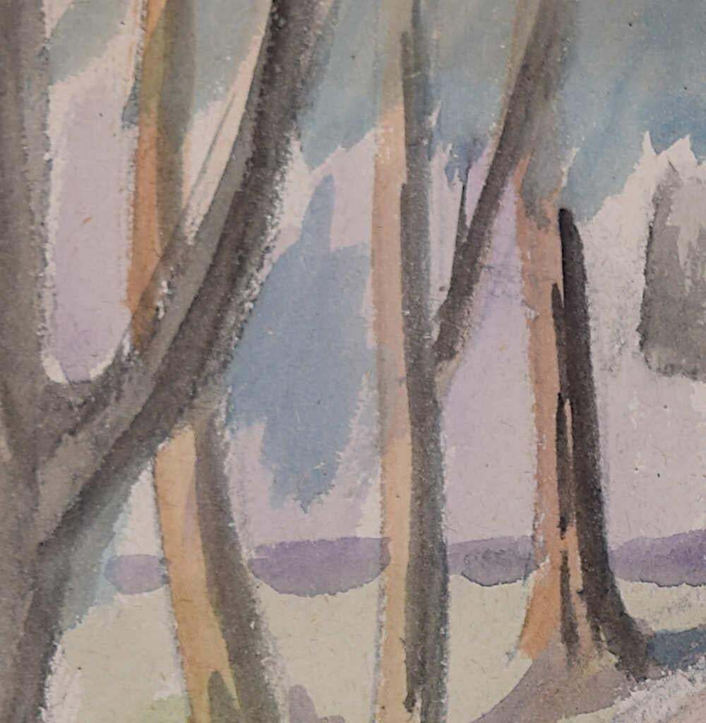 Lone Woodcutter, Watercolour By George Bissill photo Art