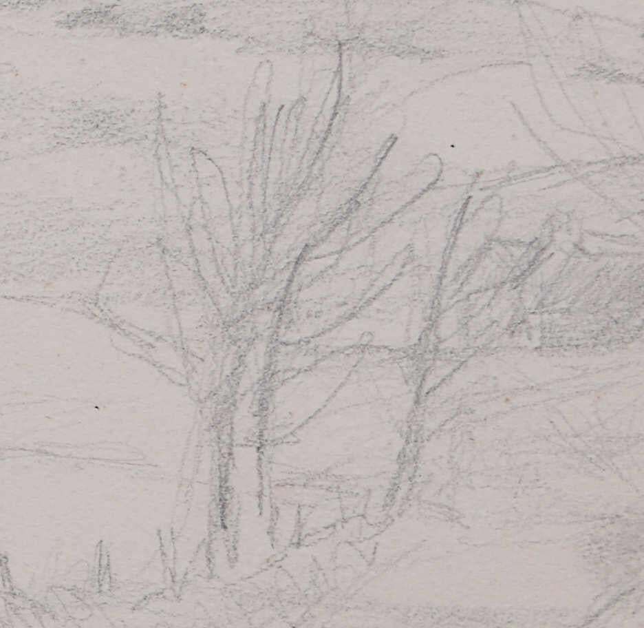 Landscape View, Pencil Sketch By George Bissill photo for sale