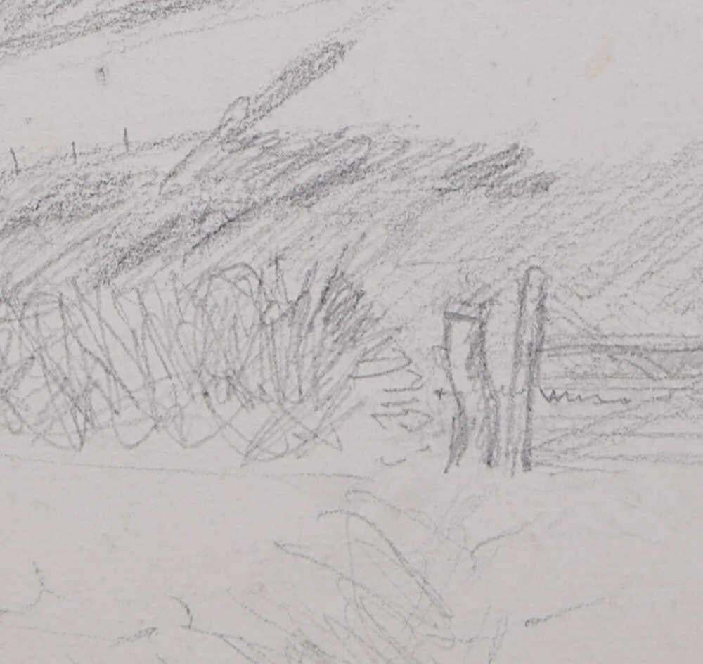Field View In North Devon, Pencil Sketch By George Bissill photo furniture