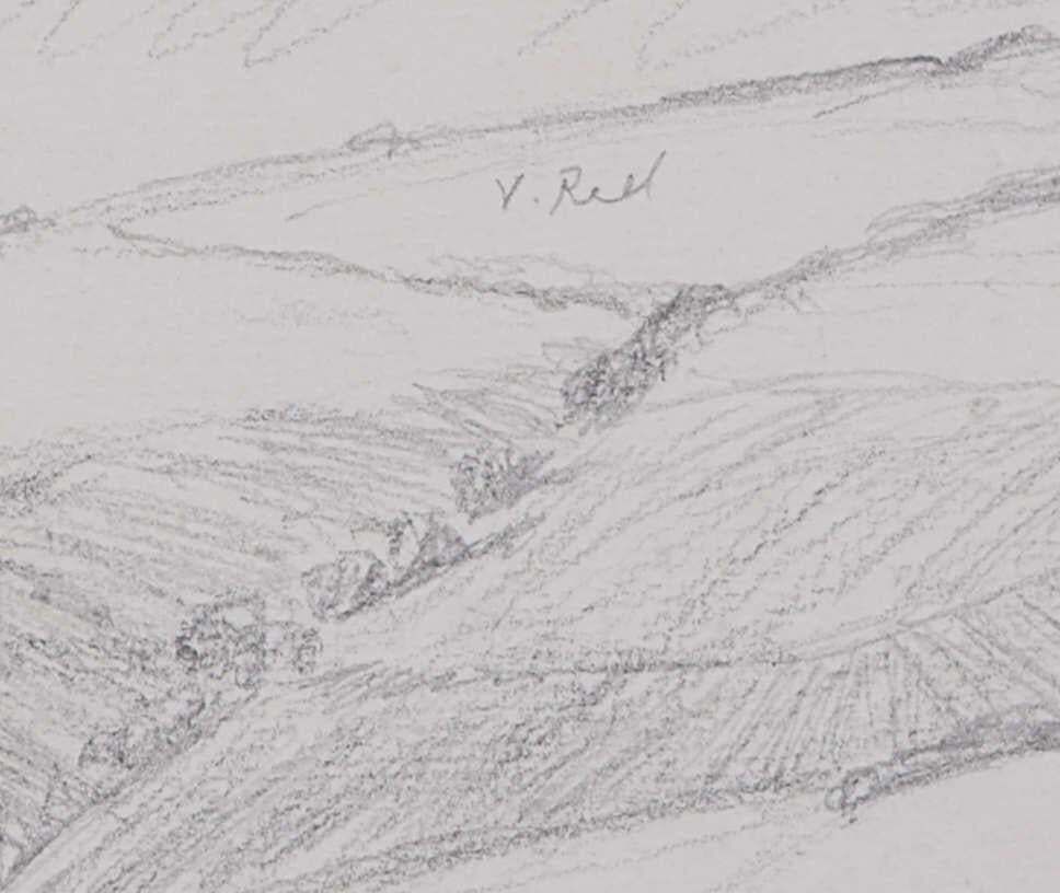Field View In North Devon, Pencil Sketch By George Bissill photo for sale