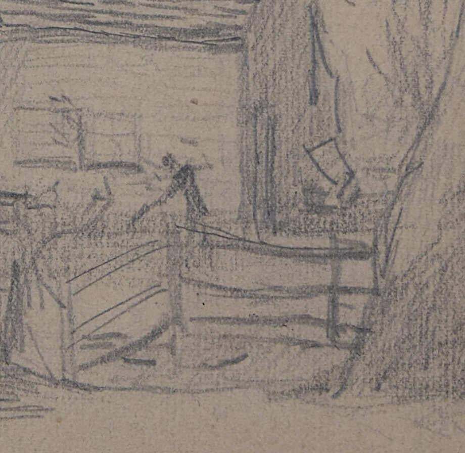 Farmhouse View, Pencil Sketch By George Bissill photo furniture